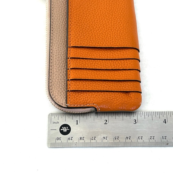 Tory Burch Perry Bomber card wallet case mauve & orange leather zip around - Picture 7 of 7